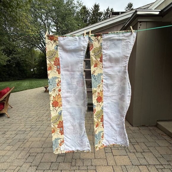 Floral Jacquard Valance Panels 2-Piece Set 102" Total Width Autumn Colors Rust - Picture 5 of 9